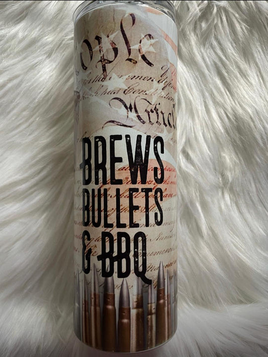 20oz Brews, Bullets and BBQ Tumbler